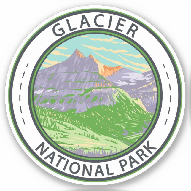 Glacier National Park In Spring Montana Badge Sticker (Front)