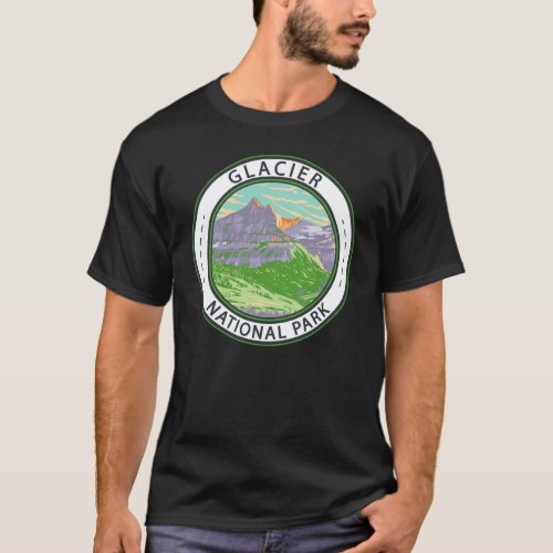 Glacier National Park In Spring Montana Badge T_Shirt