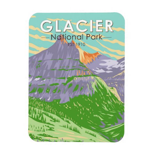 Glacier National Park In Spring Montana Vintage Magnet