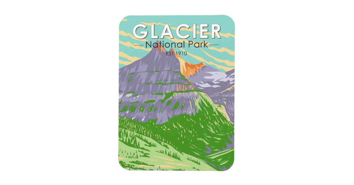 Glacier National Park In Spring Montana Vintage Magnet | Zazzle