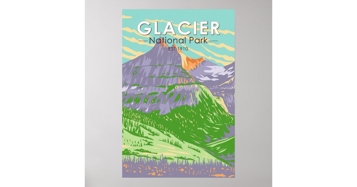 Glacier National Park In Spring Montana Vintage Poster | Zazzle