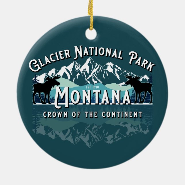 GLACIER NATIONAL PARK KEEPSAKE HOLIDAY CERAMIC ORNAMENT (Back)