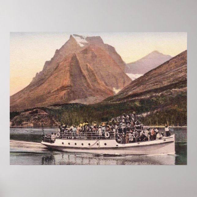Glacier National Park, Lake St Marys, Boat, Poster (Front)