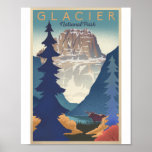 Glacier National Park Litho Artwork Poster