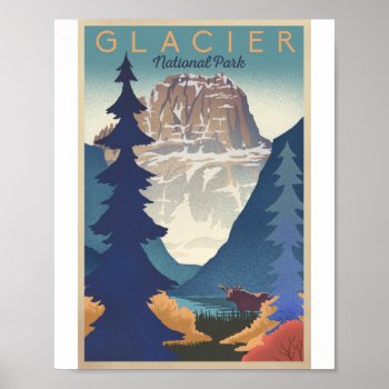 Glacier National Park Litho Artwork Poster by LanternPress at Zazzle