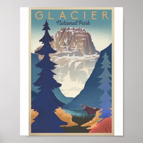 Glacier National Park Litho Artwork Poster