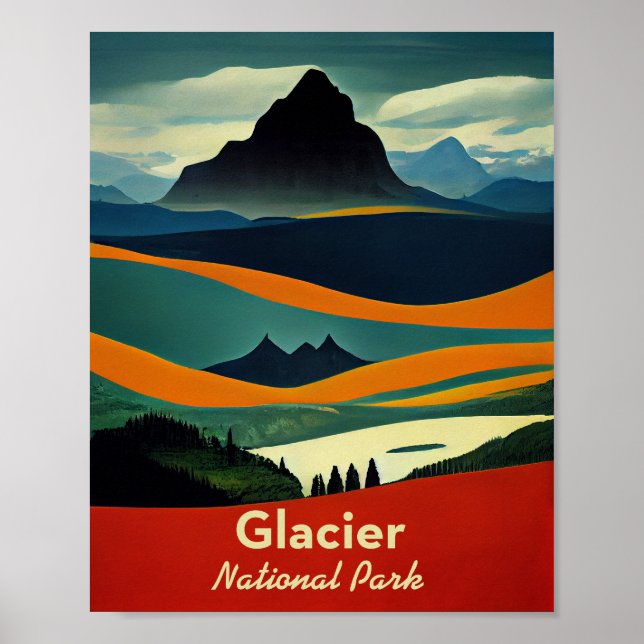 Glacier National Park Minimalist Poster (Front)