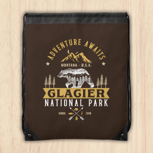 Glacier national park Montana forest landscape Drawstring Bag