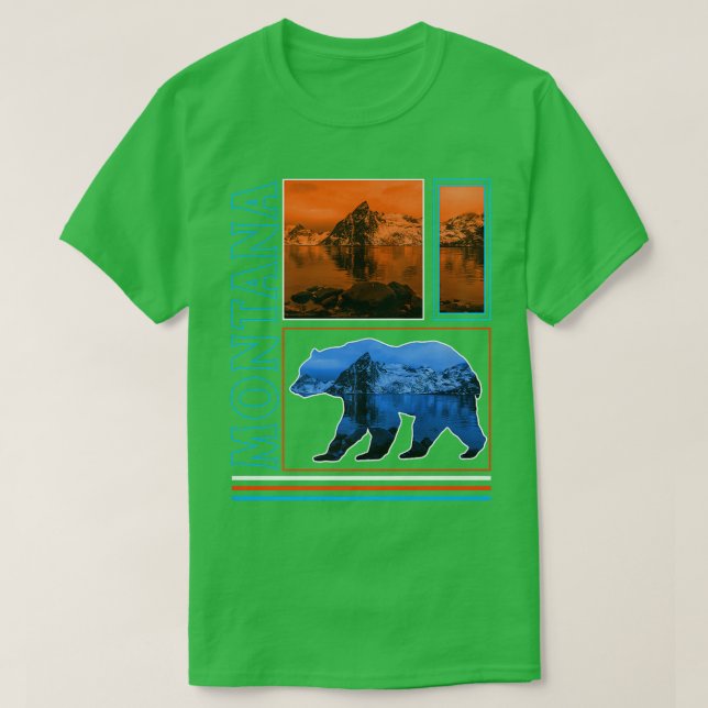 Glacier National Park Montana Grizzly Bear Souveni T-Shirt (Design Front)