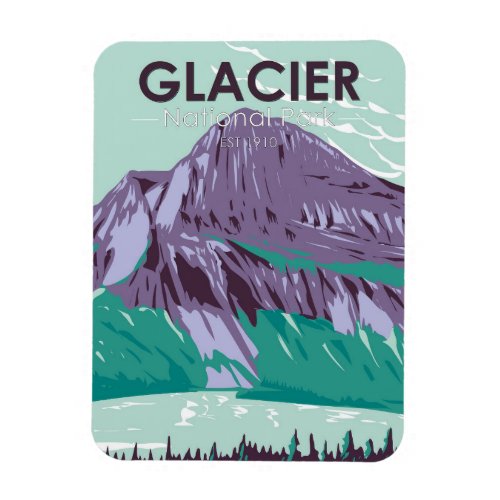 Glacier National Park Montana Hidden Lake Vintage Magnet