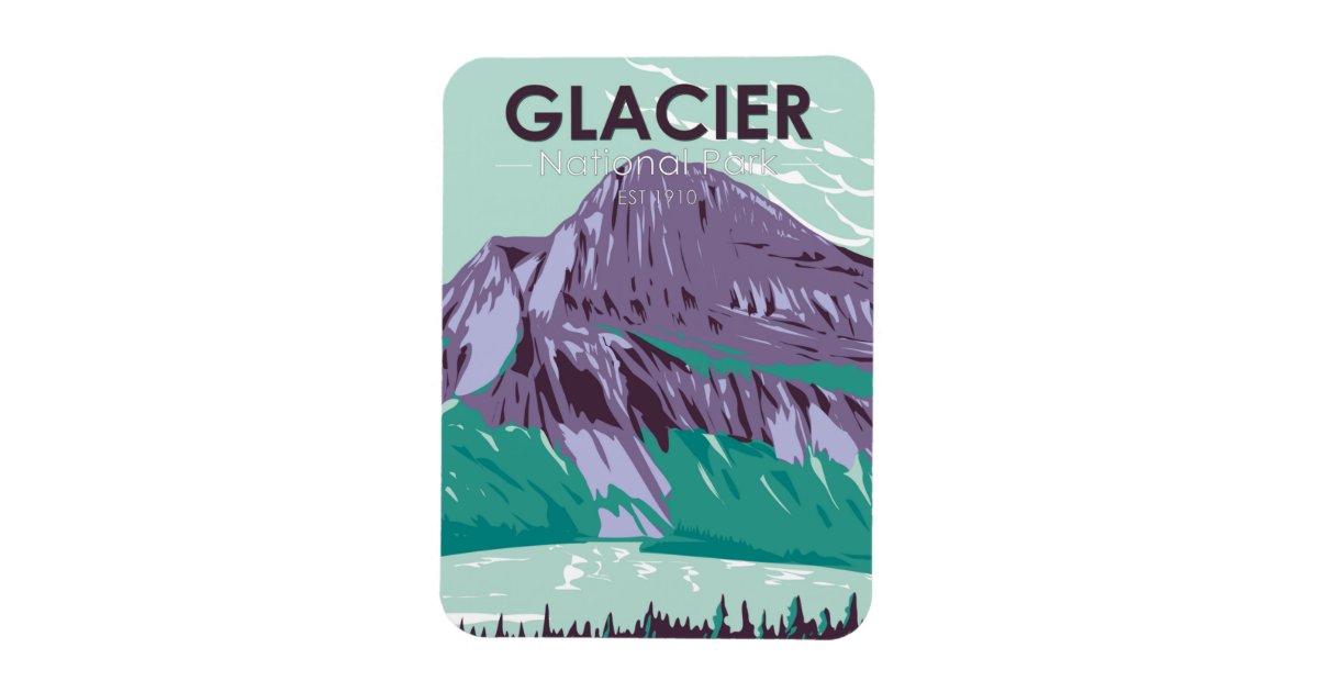 Glacier National Park Montana Hidden Lake Vintage Magnet | Zazzle