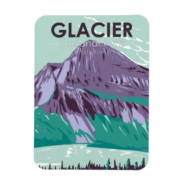 Glacier National Park Montana Hidden Lake Vintage Magnet | Zazzle