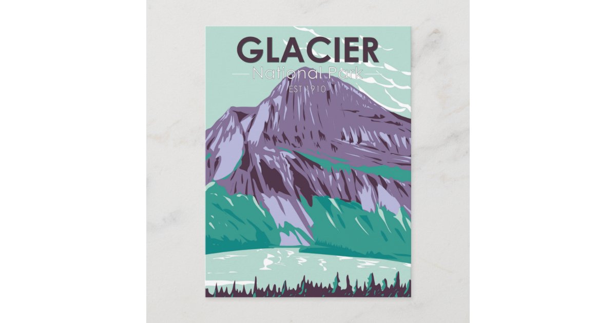 Glacier National Park Montana Hidden Lake Vintage Postcard | Zazzle