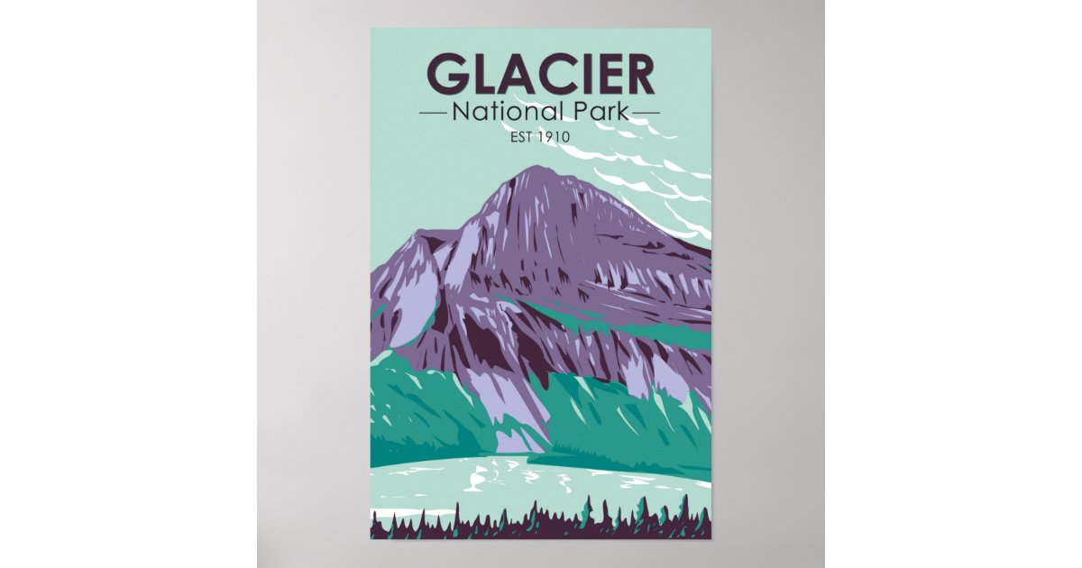 Glacier National Park Montana Hidden Lake Vintage Poster | Zazzle