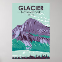 Glacier National Park Montana Hidden Lake Vintage