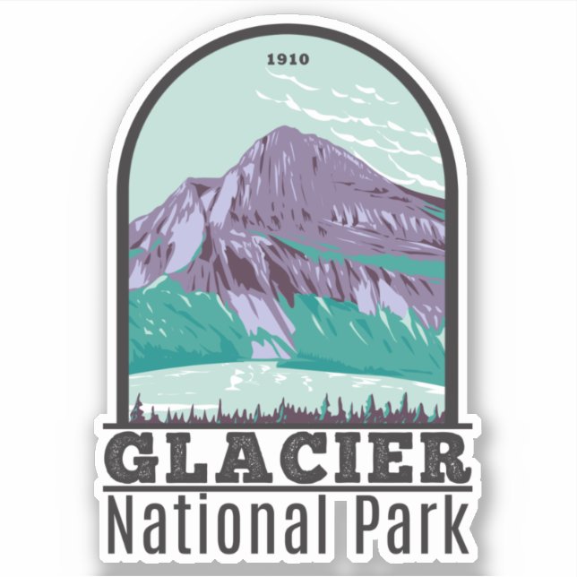 Glacier National Park Montana Hiddlen Lake Sticker (Front)
