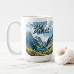 Glacier National Park Montana Lake Retro Coffee Mug