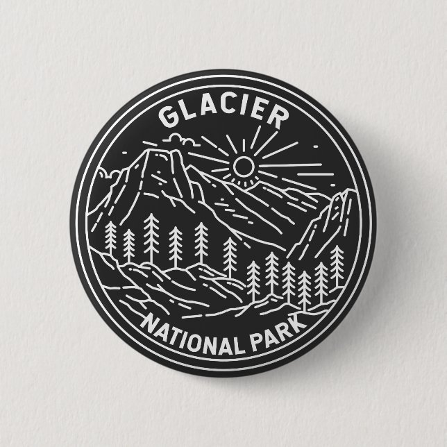 Glacier National Park Montana Monoline  Button (Front)