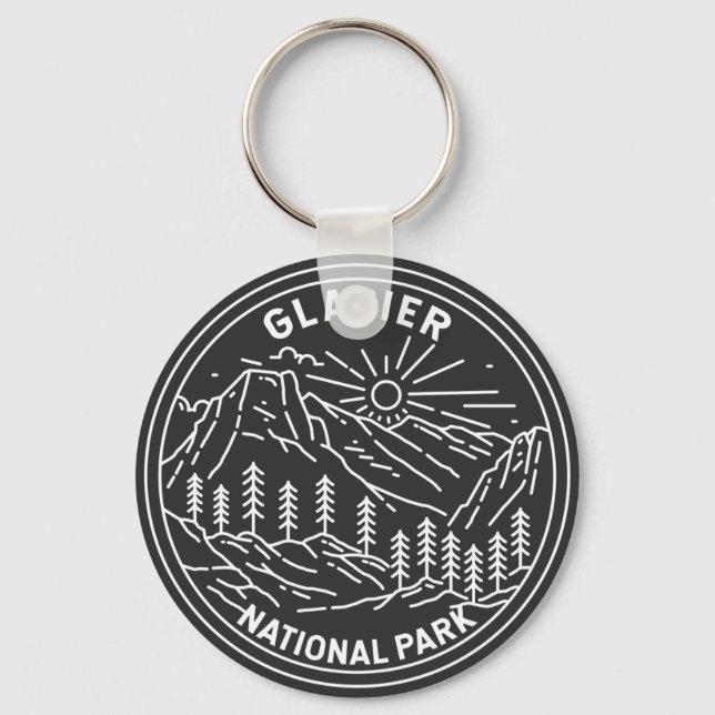 Glacier National Park Montana Monoline  Keychain (Front)