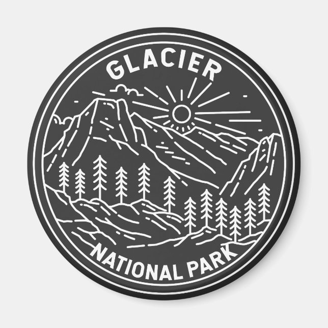 Glacier National Park Montana Monoline   Magnet (Front)