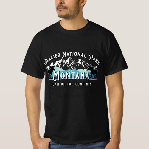 Glacier National Park Montana Moose Hiking Camping T_Shirt