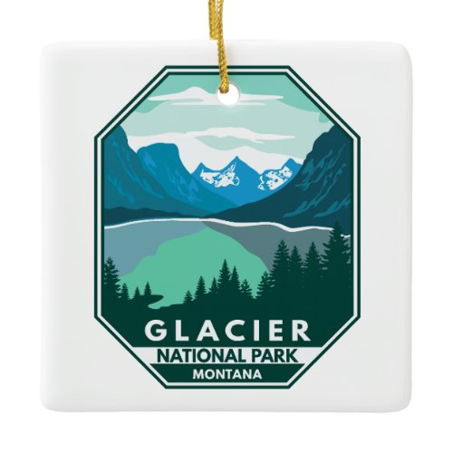 Glacier National Park Montana Retro Emblem Ceramic Ornament