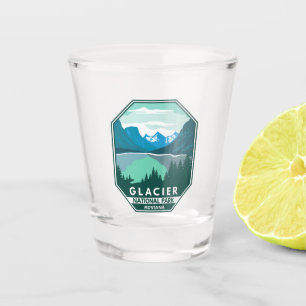 Glacier National Park Montana Retro Emblem Shot Glass