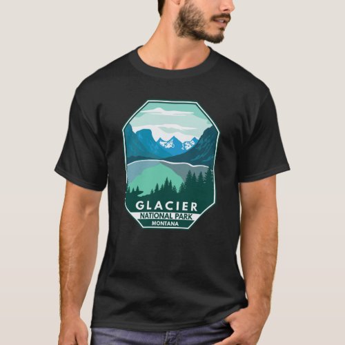 Glacier National Park Montana Retro Emblem T_Shirt