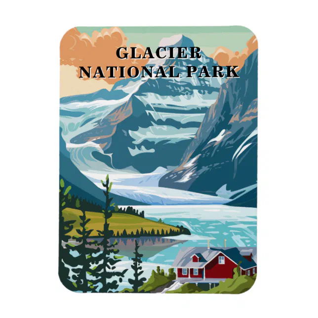 Glacier National Park Montana Souvenir Mountains Magnet | Zazzle