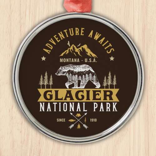 Glacier National Park Montana Timberland Scene Metal Ornament