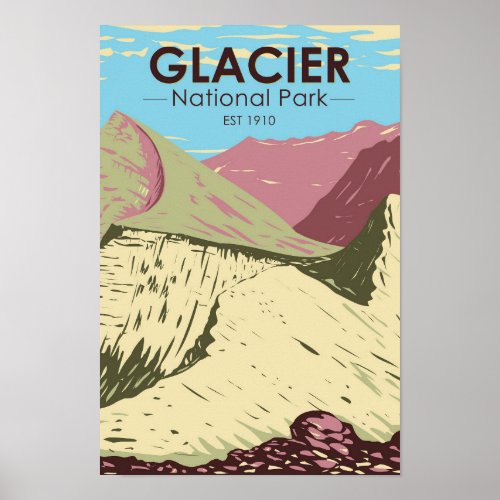 Glacier National Park Montana Triple Divide Peak Poster