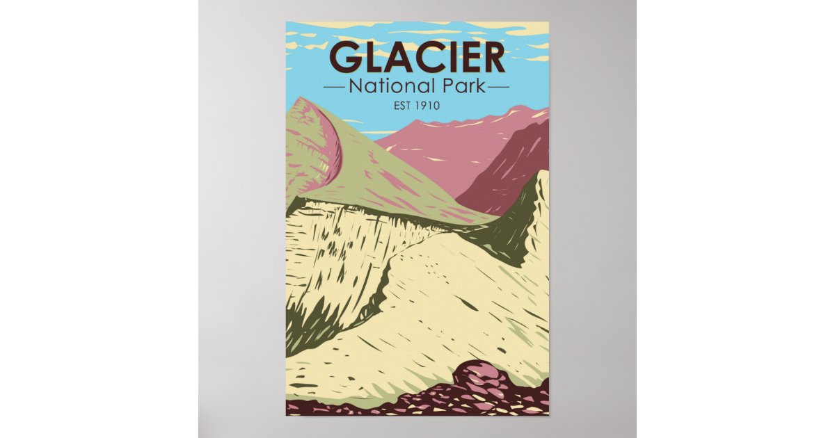Glacier National Park Montana Triple Divide Peak Poster | Zazzle