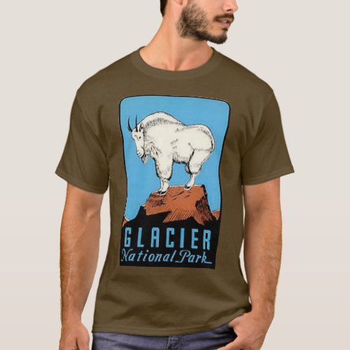 Glacier National Park Montana Vintage Decal  Mount T_Shirt