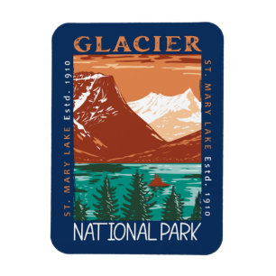 Glacier National Park Montana Vintage Distressed  Magnet