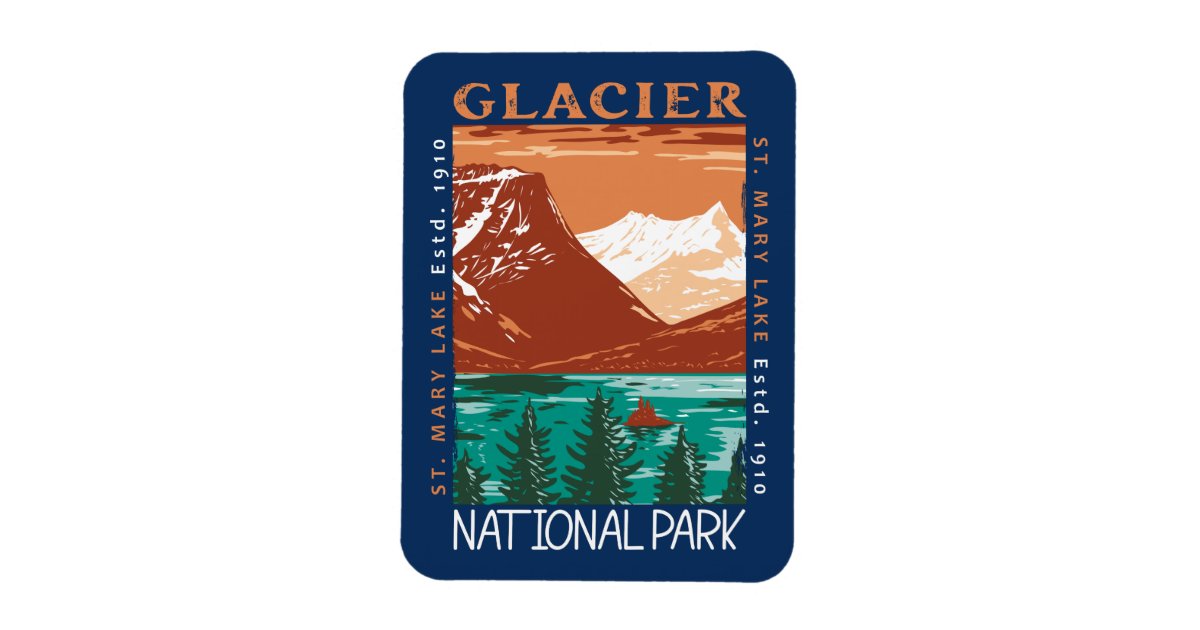 Glacier National Park Montana Vintage Distressed Magnet | Zazzle