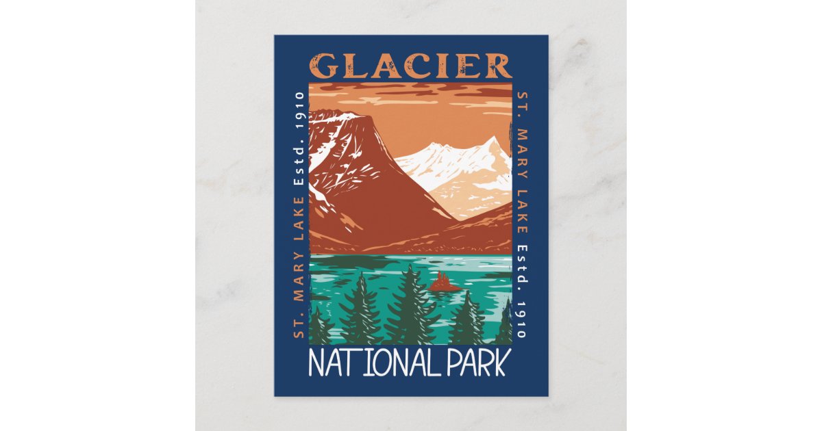 Glacier National Park Montana Vintage Distressed Postcard | Zazzle