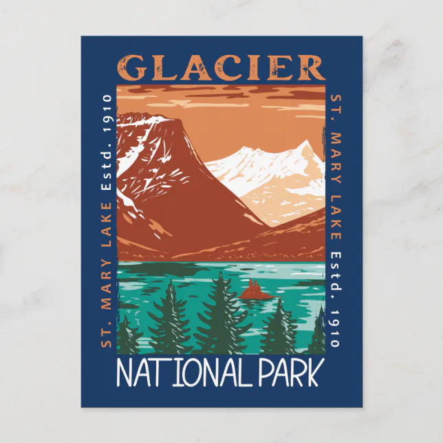Glacier National Park Montana Vintage Distressed Postcard | Zazzle