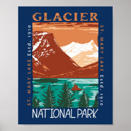 Glacier National Park Montana Vintage Distressed  Poster