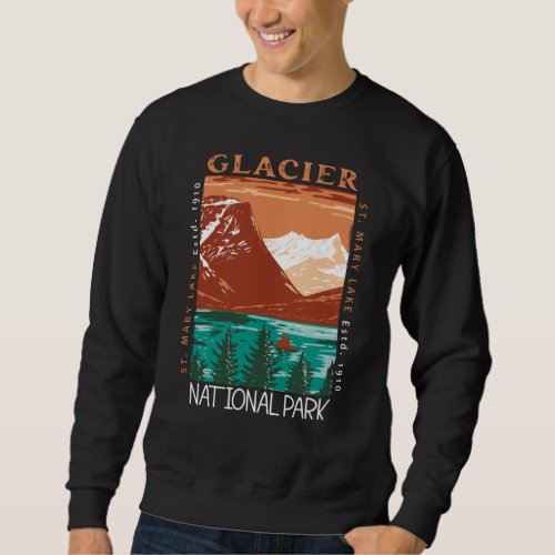 Glacier National Park Montana Vintage Distressed  Sweatshirt