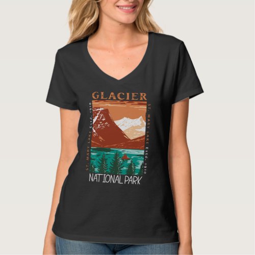 Glacier National Park Montana Vintage Distressed   T_Shirt