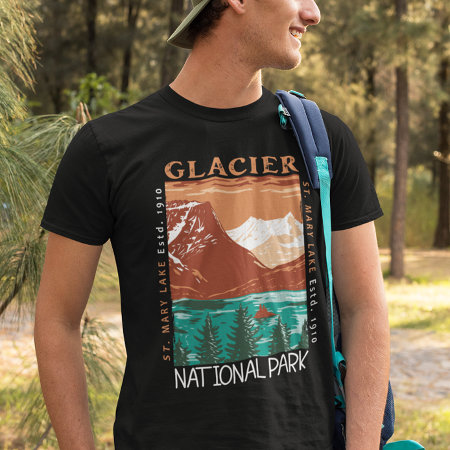 Glacier National Park Montana Vintage Distressed  T-shirt