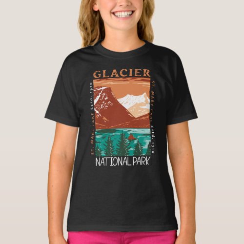 Glacier National Park Montana Vintage Distressed  T_Shirt
