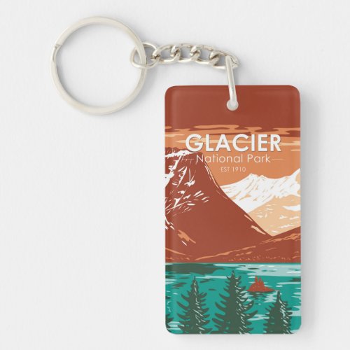 Glacier National Park Montana Vintage Double Sided Keychain