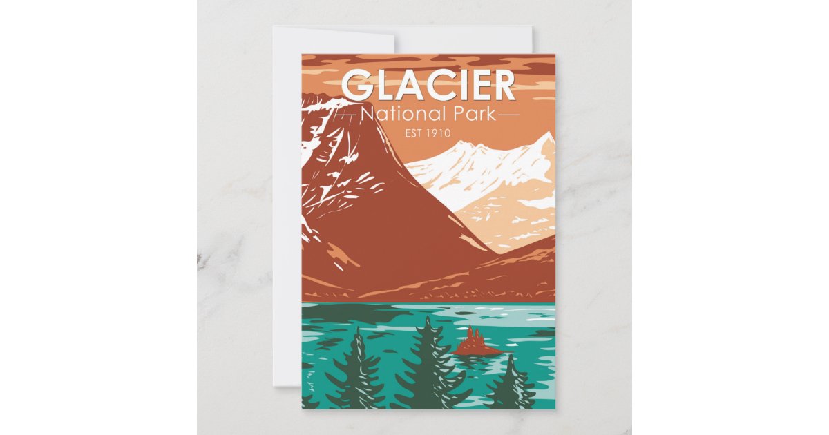 Glacier National Park Montana Vintage Holiday Card | Zazzle