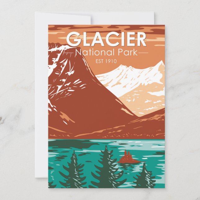Glacier National Park Montana Vintage  Holiday Card (Front)