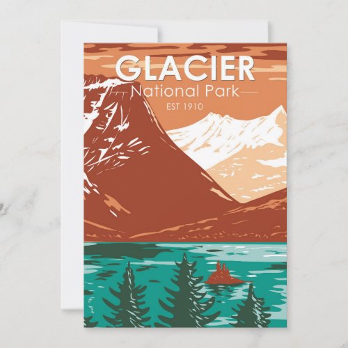 Glacier National Park Montana Vintage  Holiday Card