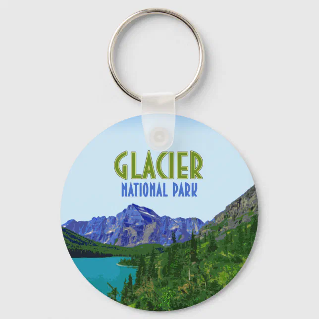 Glacier National Park Montana Vintage Keychain | Zazzle