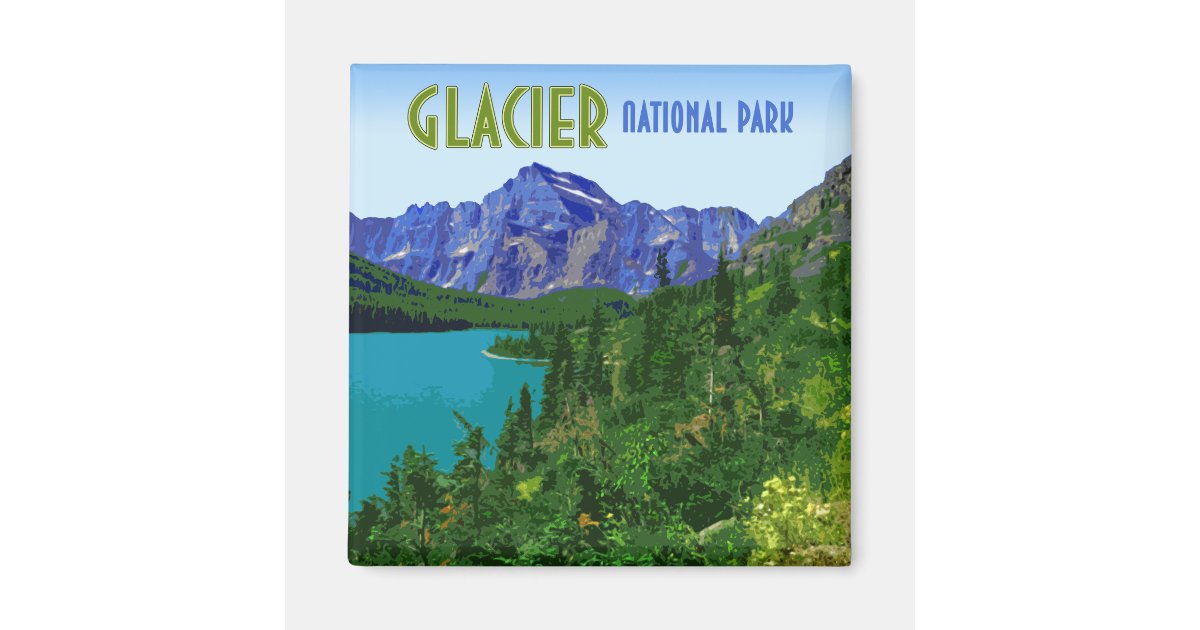 Glacier National Park Montana Vintage Magnet | Zazzle