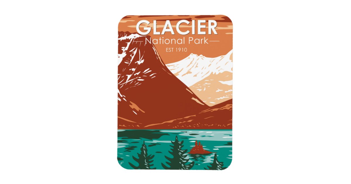 Glacier National Park Montana Vintage Magnet | Zazzle