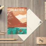 Glacier National Park Montana Vintage Postcard<br><div class="desc">Glacier Park vector artwork in a window style design. The park is a wilderness area in Montana's Rocky Mountains,  with glacier-carved peaks and valleys running to the Canadian border.</div>